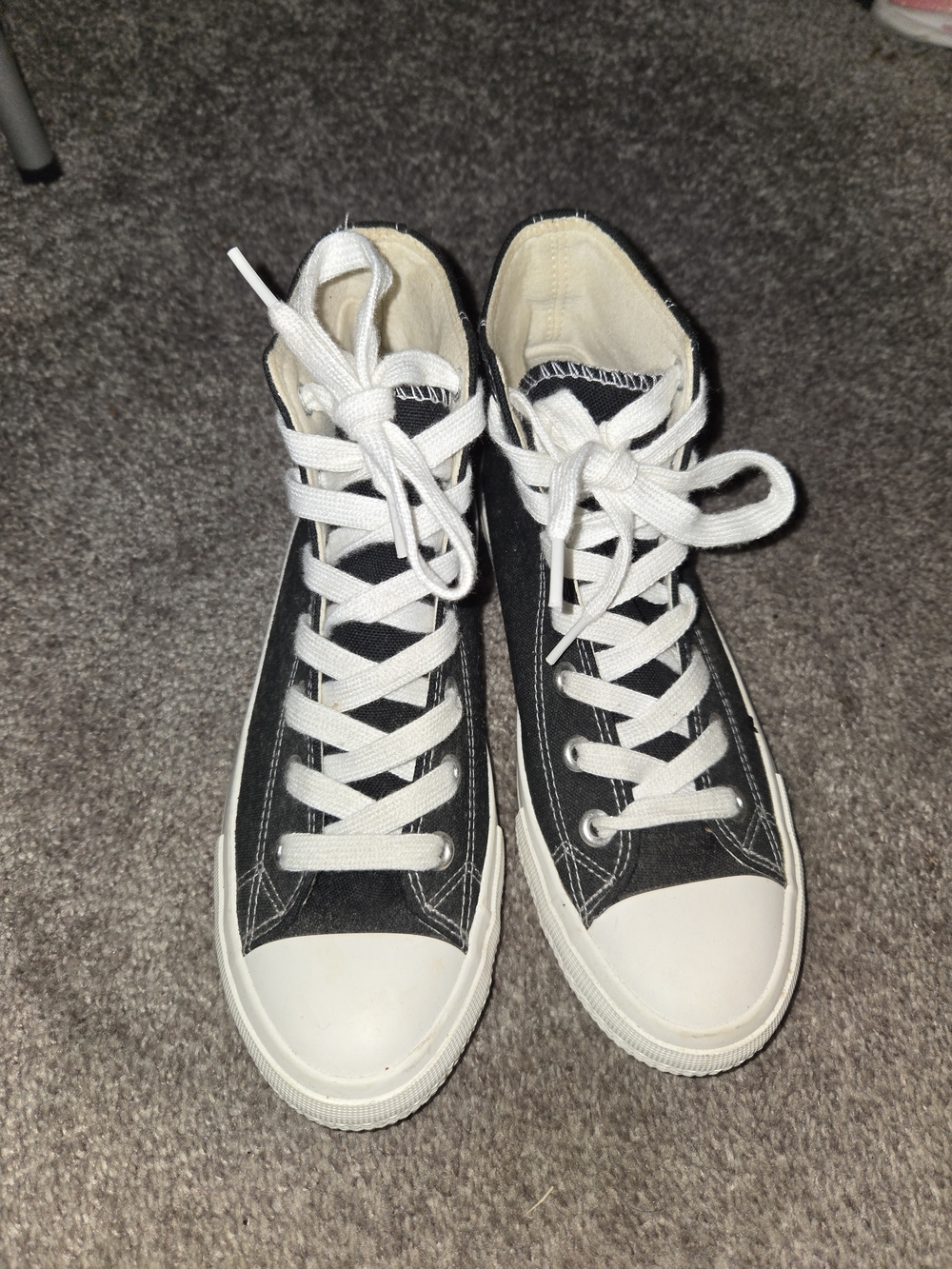 Classic Black High-Top Canvas Sneakers with White Accents